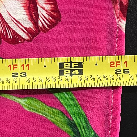 Catherine Prevost Women's Pink Floral Silk Ruffle Bell Sleeve Blouse Size Small - Picture 5 of 7